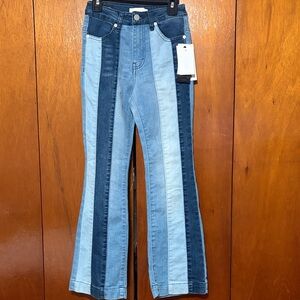 Stylish Blue Striped Girl Jeans